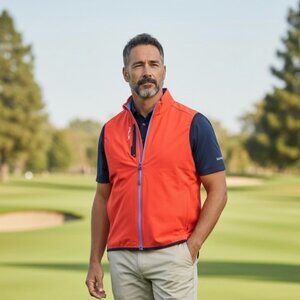NEW Ralph Lauren RLX Black Label Golf Vest Mens  Large Red Wind & Rain Resistant